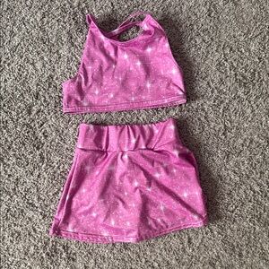 Kids Pink Sparkle Active Matching Set - Crop Top & Skort